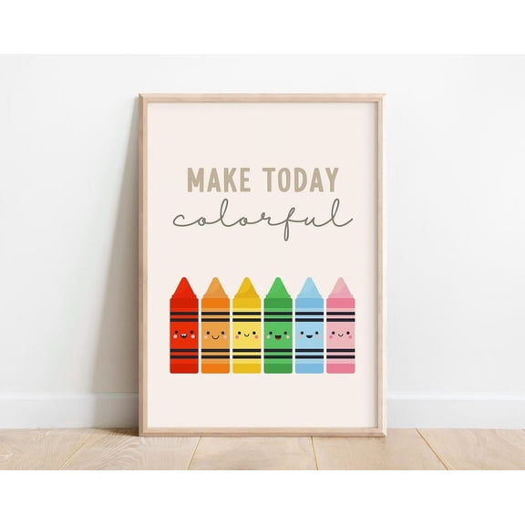 Kna Prints - 1 Pc Poster Rainbow Crayon Print, Kids Wall Art, Whimsical Playroom , Colorful Toddler Bedroom, Gender Neutral Nursery Decor, Inspire Creativity, UNFRAMED-8x12