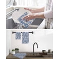 thumbnail image 5 of Watercolor Floral Kitchen Dish Towels for Drying Dishes Set of 4, Spring Flower Leaves Botanical Blue Waffle Weave Microfiber Hand Tea Bathroom Towels Quick Dry & Absorbent Towel 12x12, 5 of 7