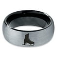 thumbnail image 2 of Tungsten Ice Figure Skating Hockey Skate Band Ring 8mm Men Women Comfort Fit Black Dome Brushed Gray Polished, 2 of 4