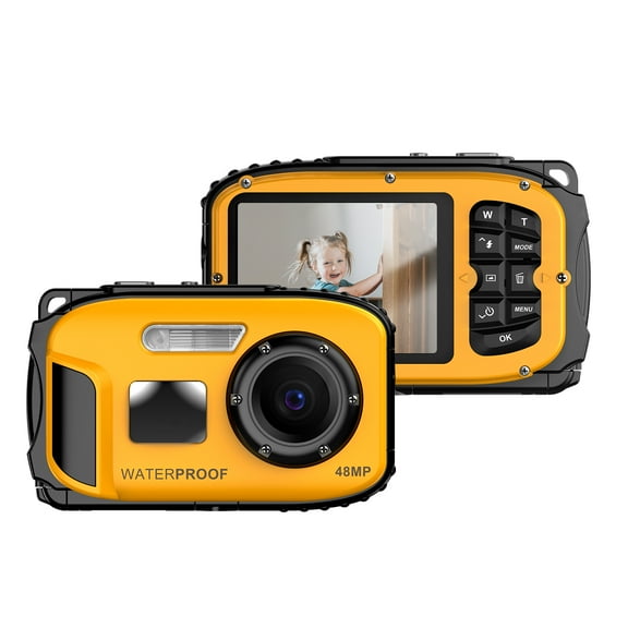 Kids 1080P Waterproof Digital Camera 48MP Digital Video Camera 2.4 Inch IPS Screen IP68 5M Body Waterproof Depth Auto Focus 4X Digital Zoom Built-in Battery Birthday Festival Gift