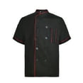 thumbnail image 2 of Toptie Short Sleeve Chef Jacket Kitchen Cook Coat Stripe Uniforms-Black-L, 2 of 5