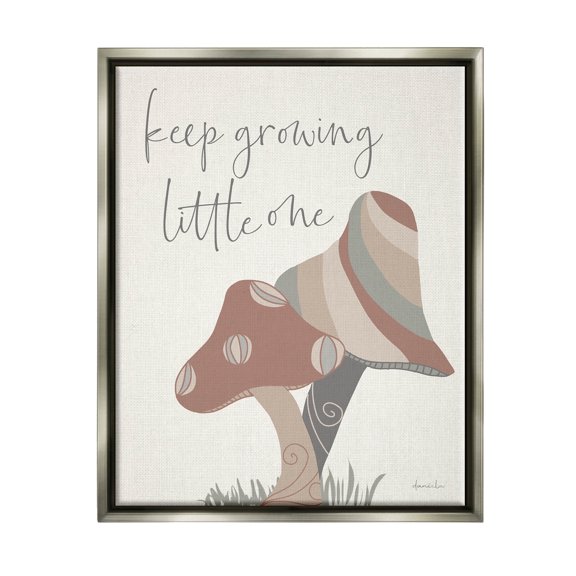 Stupell Industries Keep Growing Little One Nature Graphic Art Luster Gray Floating Framed Canvas Print Wall Art, Design by Daniela Santiago
