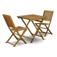 thumbnail image 1 of Pemberly Row Folding Patio Table & 2 Folding Outdoor Chair in Natural Oil Finish, 1 of 6