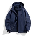 thumbnail image 1 of LOVZFMLL Jackets for Men's Solid Color Hooded Three-in-one Detachable Multi-pocket Cardigan Relaxation Outdoors Zipper Overcoat Coat, 1 of 5
