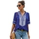 thumbnail image 4 of ABPHQTO Blusa azul con bordado en la parte delantera y mangas hasta el codo para mujer, 4 of 5