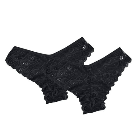 uublik Value 2-Pack  Seamless Panties for Women High Waist Breathable Briefs Soft Underpants Ladies Stretch Panties Womens Lace Underwear Black