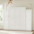 thumbnail image 6 of Queen Size Murphy Bed with 2 Wardrobe and Storage Shelf, Multifunctional Foldable Platform Bedframe for Guest-Room, Bedroom, White, 6 of 8