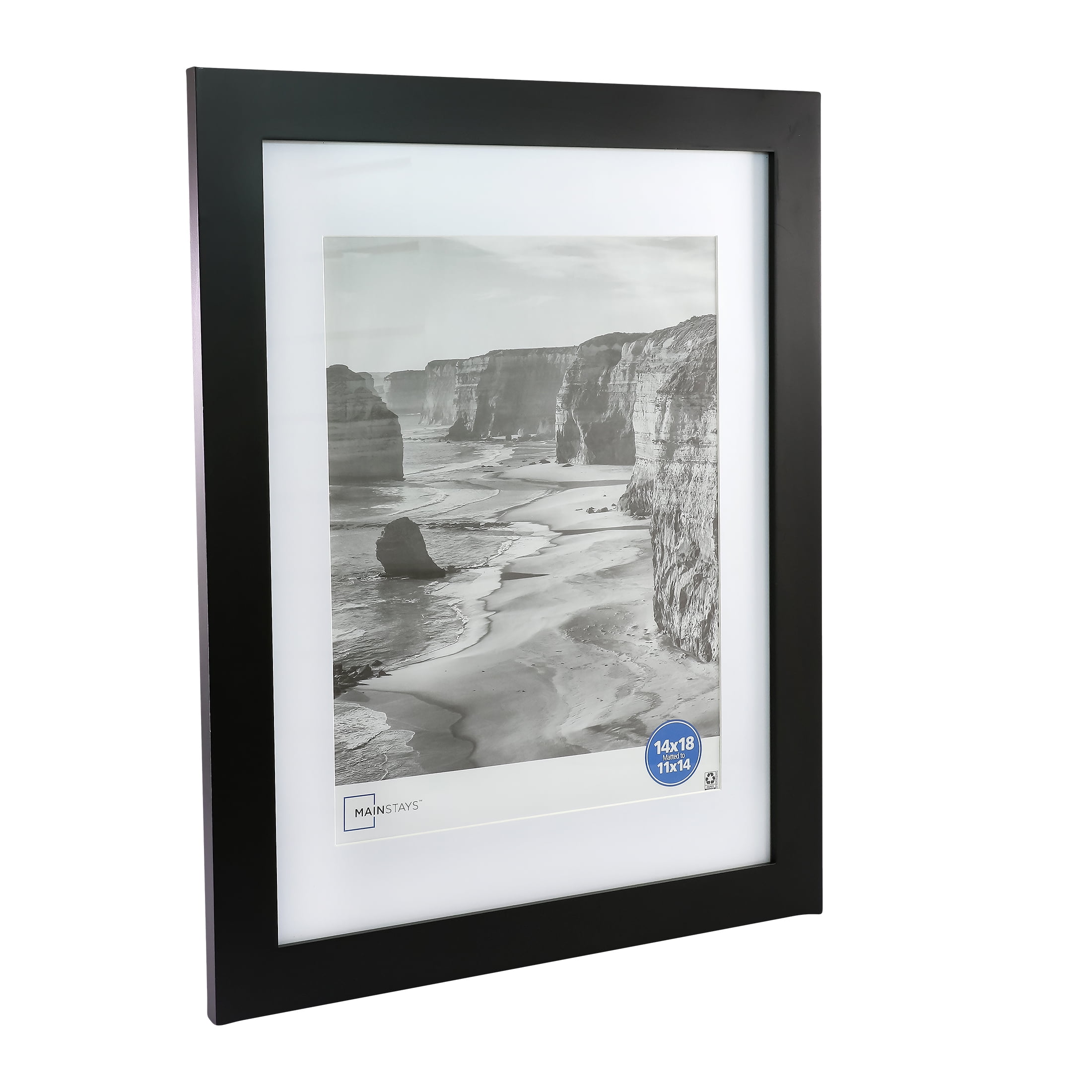 Mainstays 11x14 Matted to 8x10 Blue Chambray Decorative Tabletop and Wall Picture Frame, Size: 11 inch x 14 inch Matted to 8 inch x 10 inch