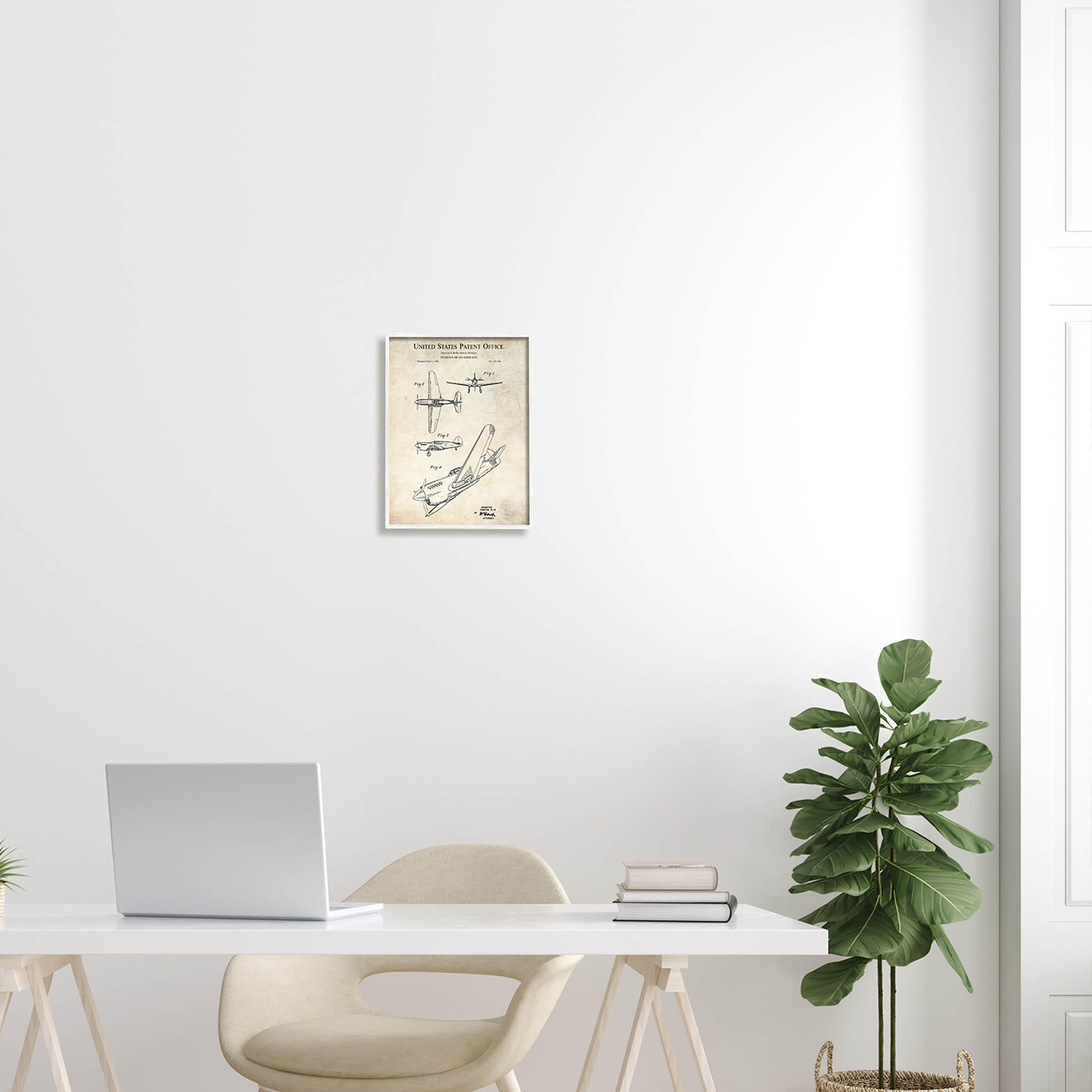 Stupell Industries Vintage Plane Flight Diagram Graphic Art White Framed Art Print Wall Art, Design by Karl Hronek