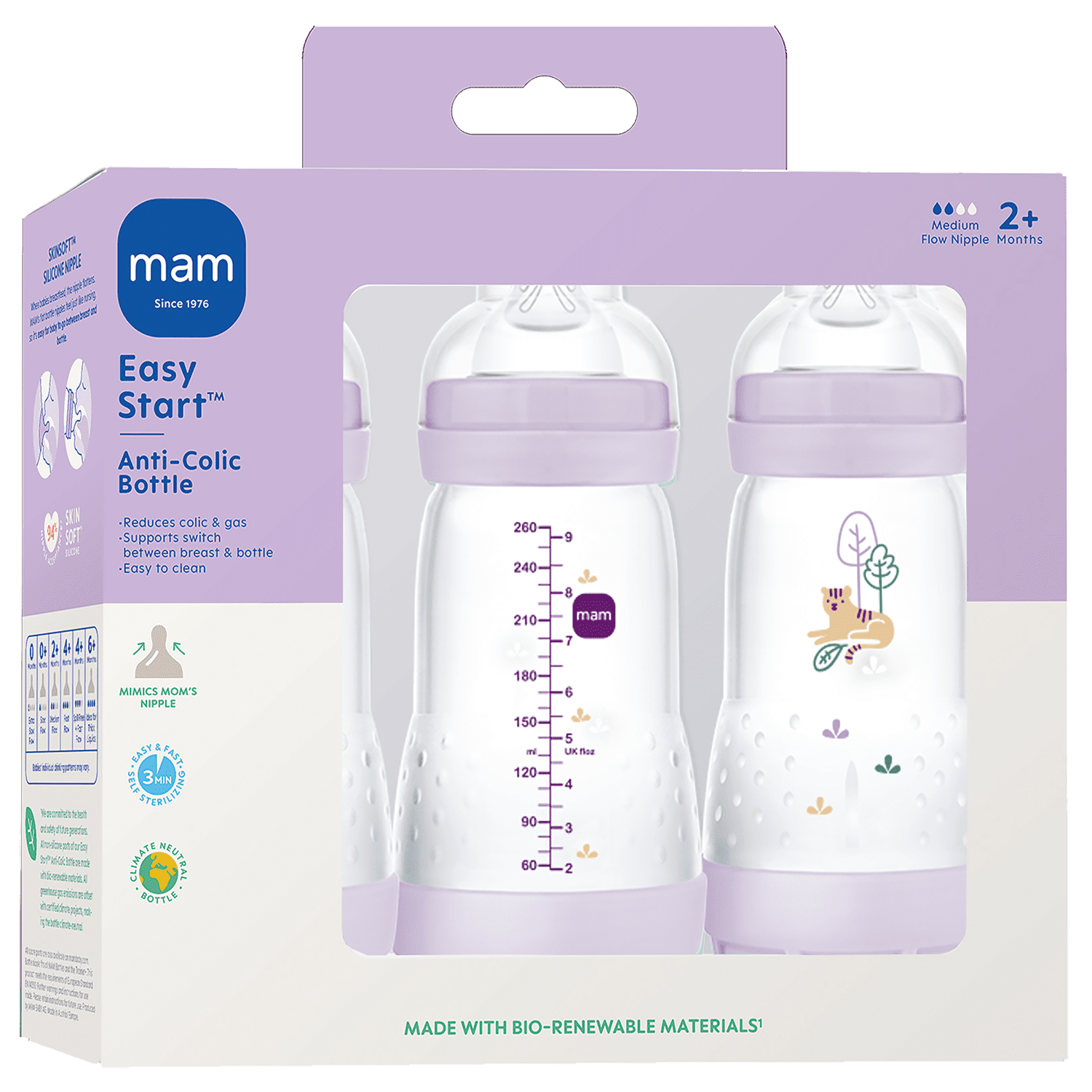 MAM Easy Start Anti Colic Bottle 9oz, 3 PK Girl