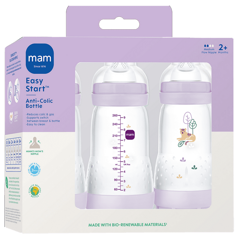 MAM Easy Start Anti Colic Bottle 9oz, 3 PK Girl - Walmart.com