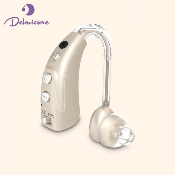 Delmicure Hearing Aids for Seniors with 4-Mode & 8-Level Volume Control, Rechargeable 16-Channel Sound Device, VHP-1710 Gold - Single