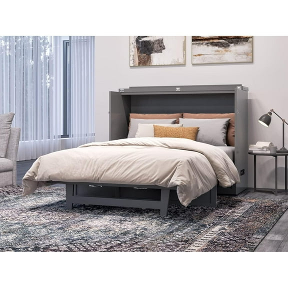 Full Solid Wood Murphy Bed Chest - Grey Finish - Temptations