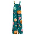 thumbnail image 5 of Womens Halloween Jumpsuits Skull Pumpkin Halter Backless Funny Rompers Skeleton Castle Wide Leg Horror Overalls, 2XL, 5 of 5