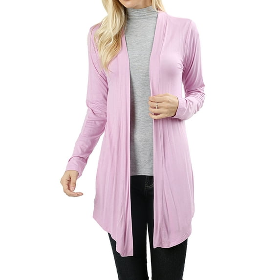 Women & Plus Draped Open Front Long Sleeve Flowy Light Cardigan (Mauve, M)