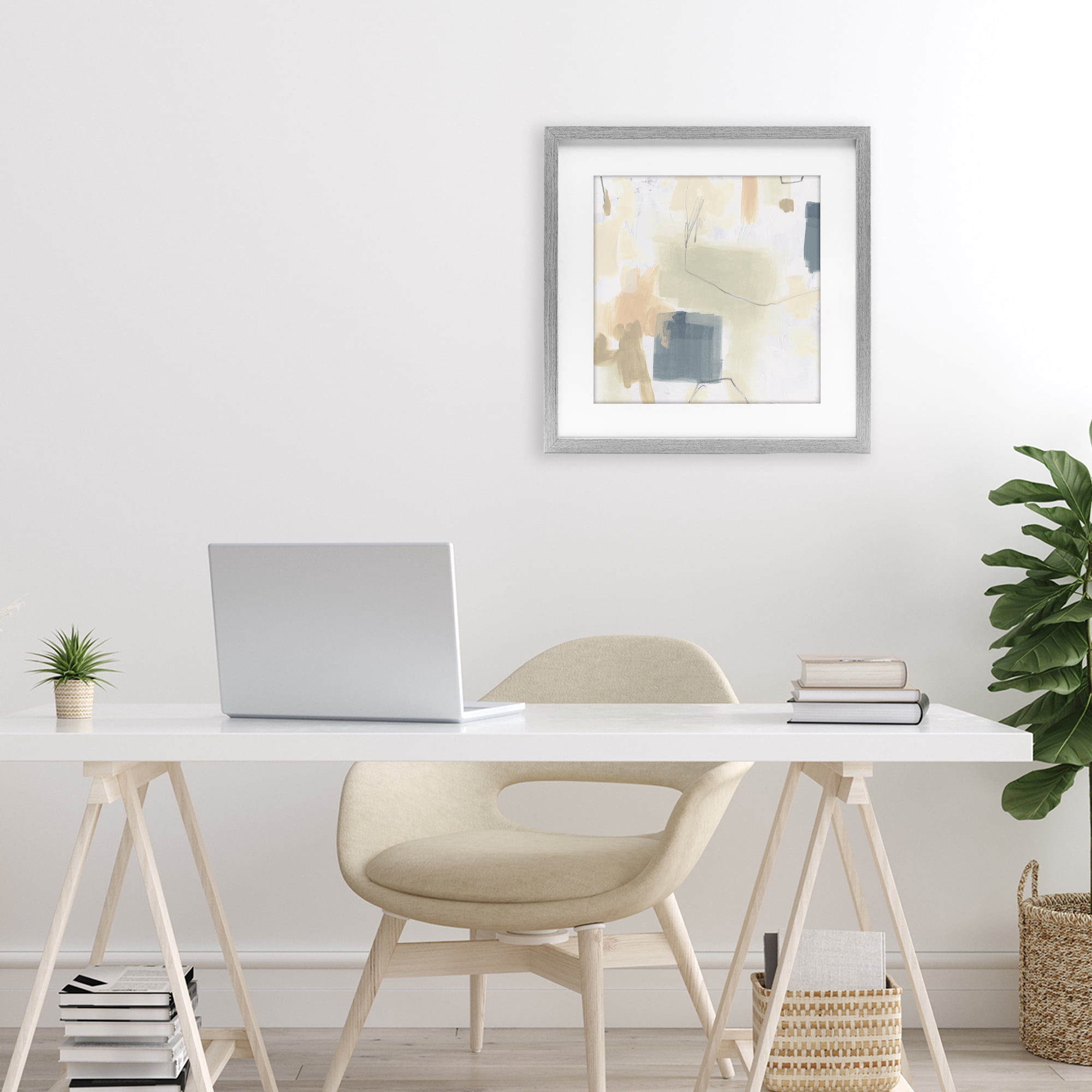 Stupell Industries Minimal Plaster Line Gray Framed Print Under Glass, design by June Erica Vess