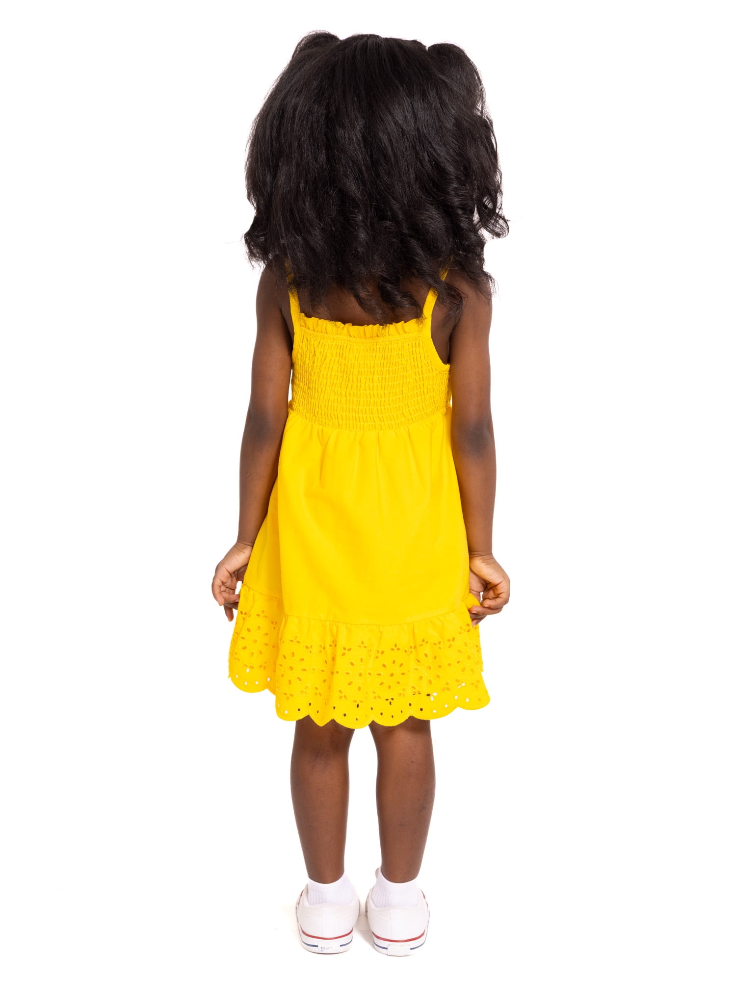 Wonder Nation Toddler Girls Sleeveless Cotton Dress with Scalloped Edge, Sizes 12M-5T