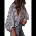 thumbnail image 2 of Blusas de Mujer, Camisas de Larga A Rayas, Blusas Casuales Holgadas con Botones Azul S, 2 of 8
