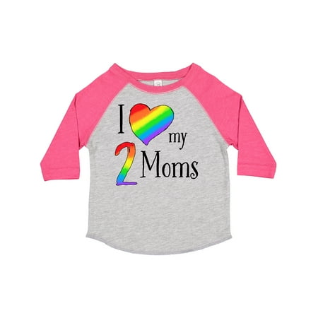 

Inktastic I Love My Two Moms- Pride Rainbow Heart Gift Toddler Boy or Toddler Girl T-Shirt