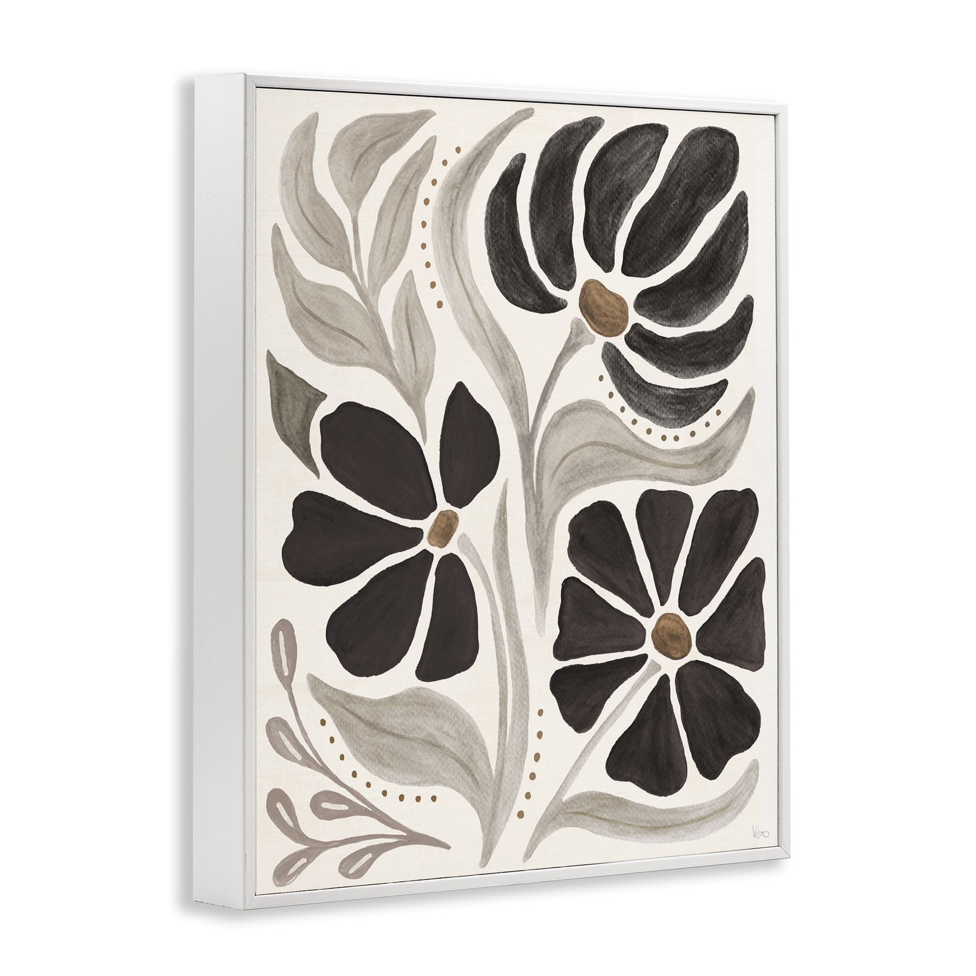 Stupell Industries Boho Curved Petals Botanical & Floral Painting White Framed Art Print Wall Art, 24 x 30