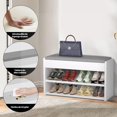 thumbnail image 4 of Banco Zapatero de 3 Niveles, Zapatera Madera de Tres Capas, Organizador de Zapatos Multifuncional con Asiento Acolchado de Espuma, Zapatero Entrada para Entrada, Puerta, Pasillo 80 * 30 * 40.5 cm, 4 of 9