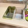 thumbnail image 3 of Over the Sink Colander Strainer Basket - Expandable Fruits and Vegetables Wash Kitchen Sink Strainer,Multifunctional Retractable Plastic Kitchen Sink Strainer Basket On (Green Transparent), 3 of 7