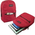 thumbnail image 4 of Classic Solid Color 17 Inch Backpack with Front Zipper Accessory Pocket, Dual Zipper Closure & Padded Shoulder Straps for Work, Office, Gym, Sports, Travel, Commute & Recreation in Red, 4 of 7