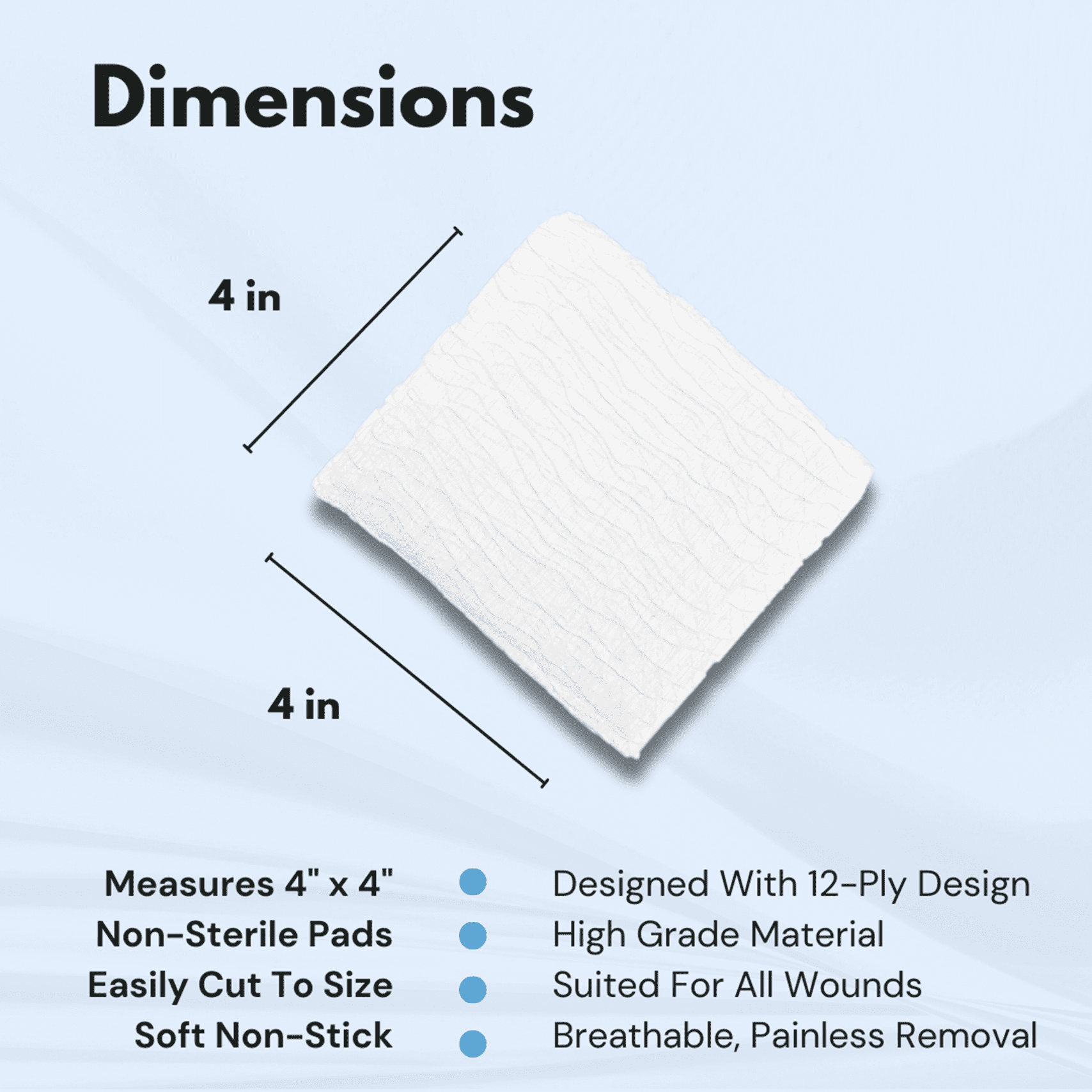Dealmed 4" x 4" Gauze Sponges, 12-Ply Non-Sterile Woven Gauze Pads for Wound Care, First Aid Kits and Medical Facilities, 200 Count (4 Pack)