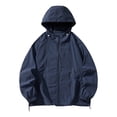 thumbnail image 4 of Men's Lightweight Jacket, Solid Color Windbreaker with Hood UPF 50+, Packable Running Jacket for Men, Water-Resistant Hiking Cycling Travel Hooded Windbreaker Navy L, 4 of 4