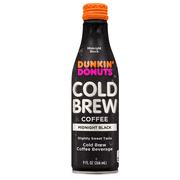 Dunkin' Donuts Cold Brew Coffee Beverage, Midnight Black, 9 fl oz Aluminum Bottle (Pack of 12)