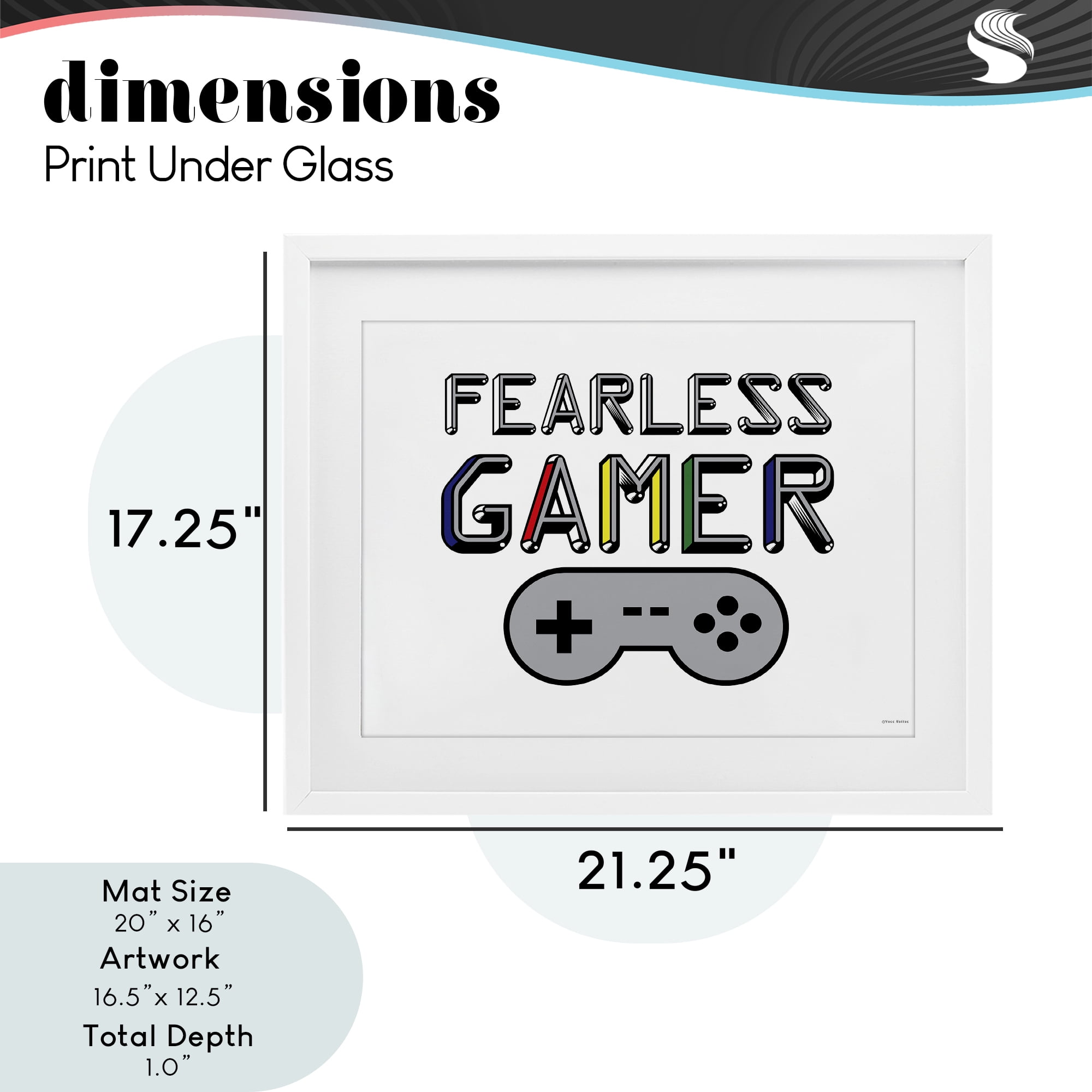 Stupell Industries Fearless Gamer Retro White Framed Print Under Glass, design by Yass Naffas Designs