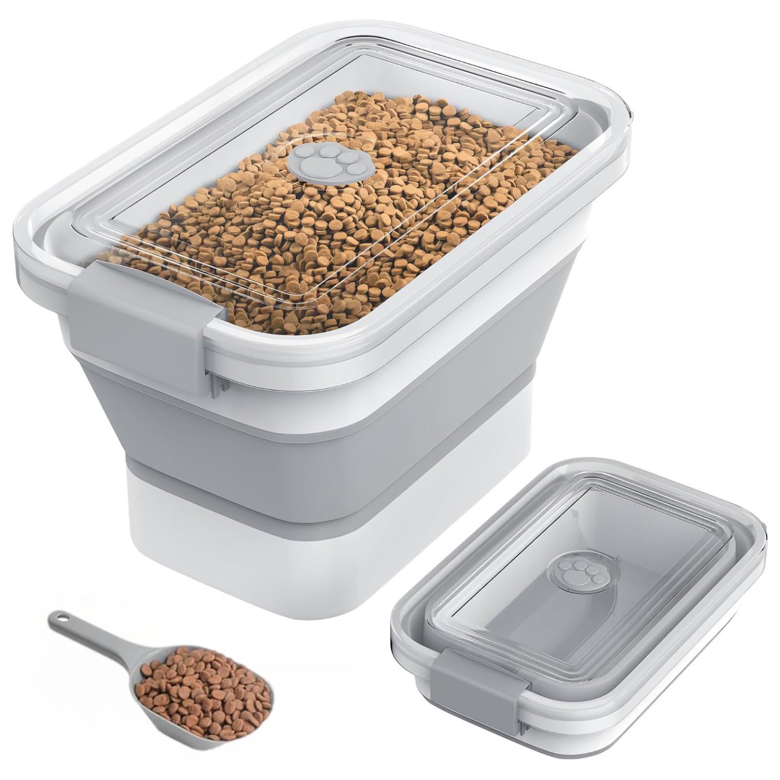 Collapsible Dog Food Storage Container with Airtight Seal,Large Capacity Pet Kibble Bin, Space Saving Dry Food Organizer for Indoor Pet Feeding