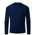 thumbnail image 1 of pstuiky camisas de manga larga para hombre, Suéter de punto de color liso con bolsillos abotonados y cuello en V para hombre salir tops xl, 1 of 2