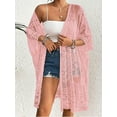 thumbnail image 4 of Hirigin Store Womens Bathing Suit Cover Up 3/4 Sleeve Sheer Mesh Bikini Cover-Up Long Floral Beach Lace Kimono Summer Cardigan, 4 of 7