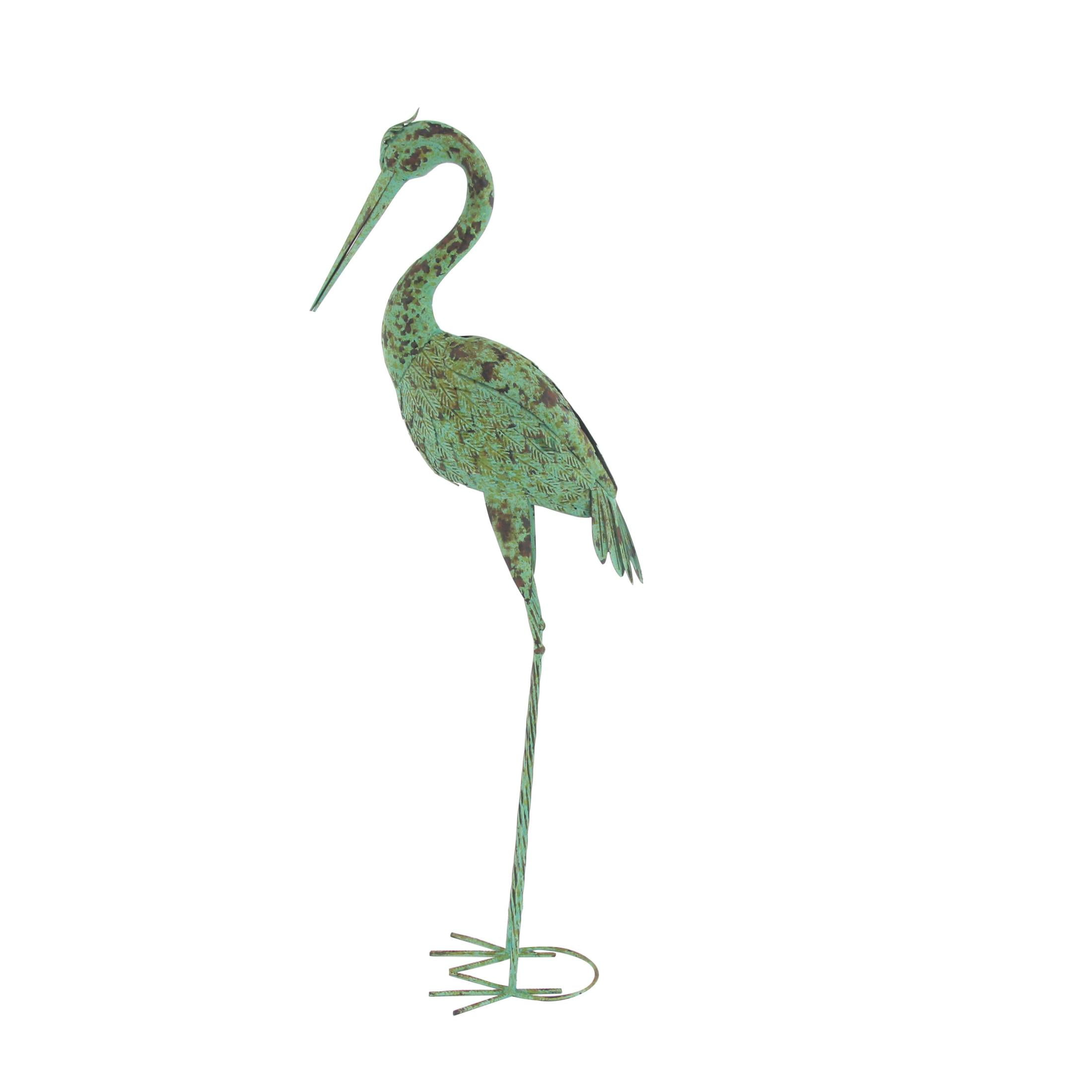 DecMode 43" Indoor Outdoor Crane Garden Sculpture with Coiled U Shaped Feet (2 Pack)