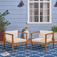 thumbnail image 3 of GDF Studio Cornelius Outdoor Acacia Wood Club Chairs with Cushions, Set of 2, Teak and Beige, 3 of 6