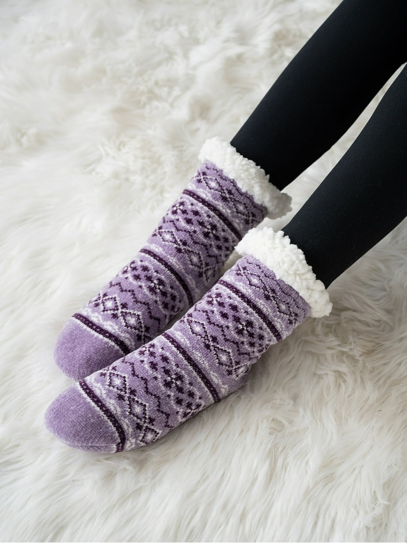 Muk Luks Cabin Slipper Socks - Women's Shoes in Med Grey Heather