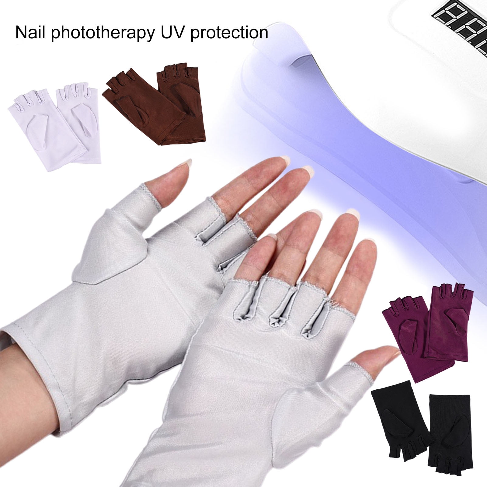 Xinhuadsh 1 Pair Nail Gloves Elastic Breathable No Tightness Fingerless
