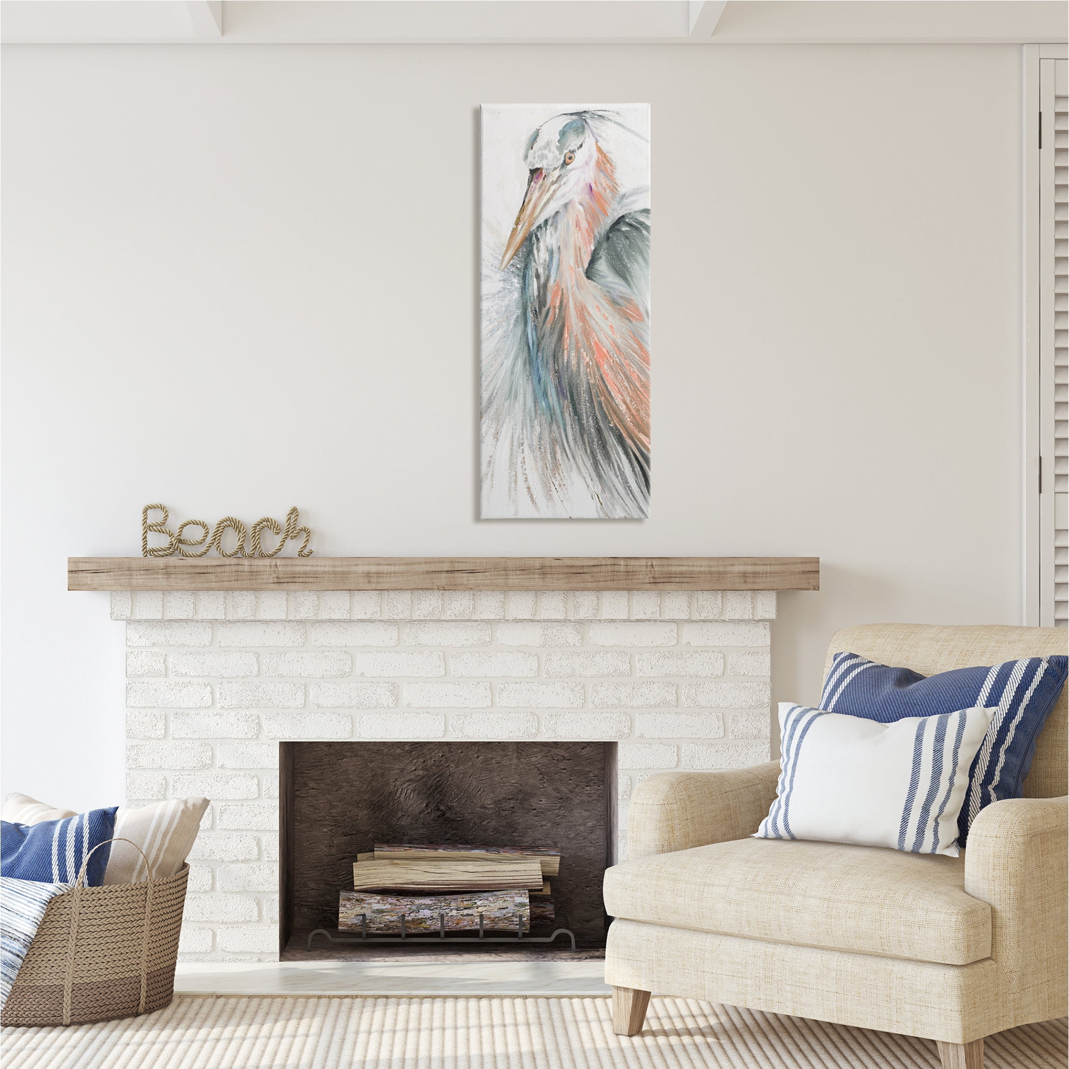 Stupell Industries Modern Heron Painting Animals & Insects Painting Gallery Wrapped Canvas Print Wall Art, 17 x 40