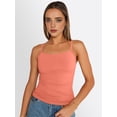 thumbnail image 5 of Womens Adjustable Camisole Sleeveless Square Neck Spaghetti Strap Tank Tops Basic Shirt Orange XXL, 5 of 8