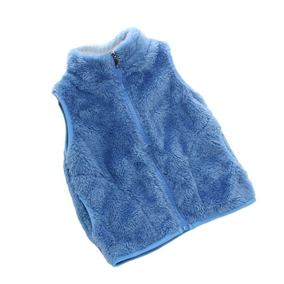 Kids Girl Boy Crew Neck Fleece Lined Wool Vests Zip Up Vest Tops for Kid Camisole Tank Warm Thick Fuzzy Cardigan Plain Winter Fall Vest 2025 Clothing