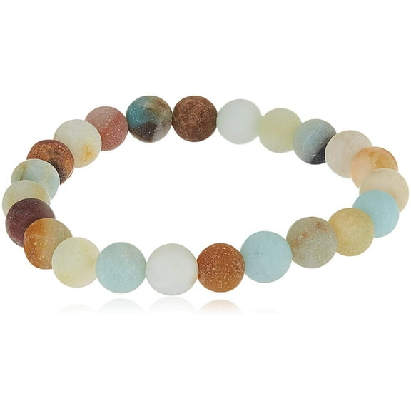 LTC Designs 8mm Smooth Round Multi Matte Amazonite Stretch Bracelet, 7"