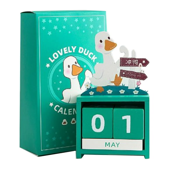 Calendario perpetuo de madera con cuenta regresiva, mes, fecha, bloque, cubos, calendario, bonita decoración de escritorio, tipo 3
