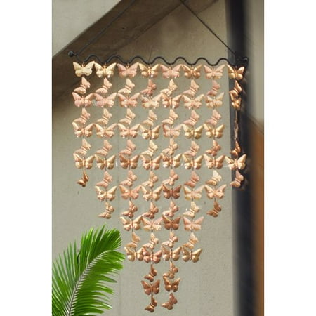 Monarch Copper Cascading Butterflies Wind Art Wind Chimes- 42 x 24 in.
