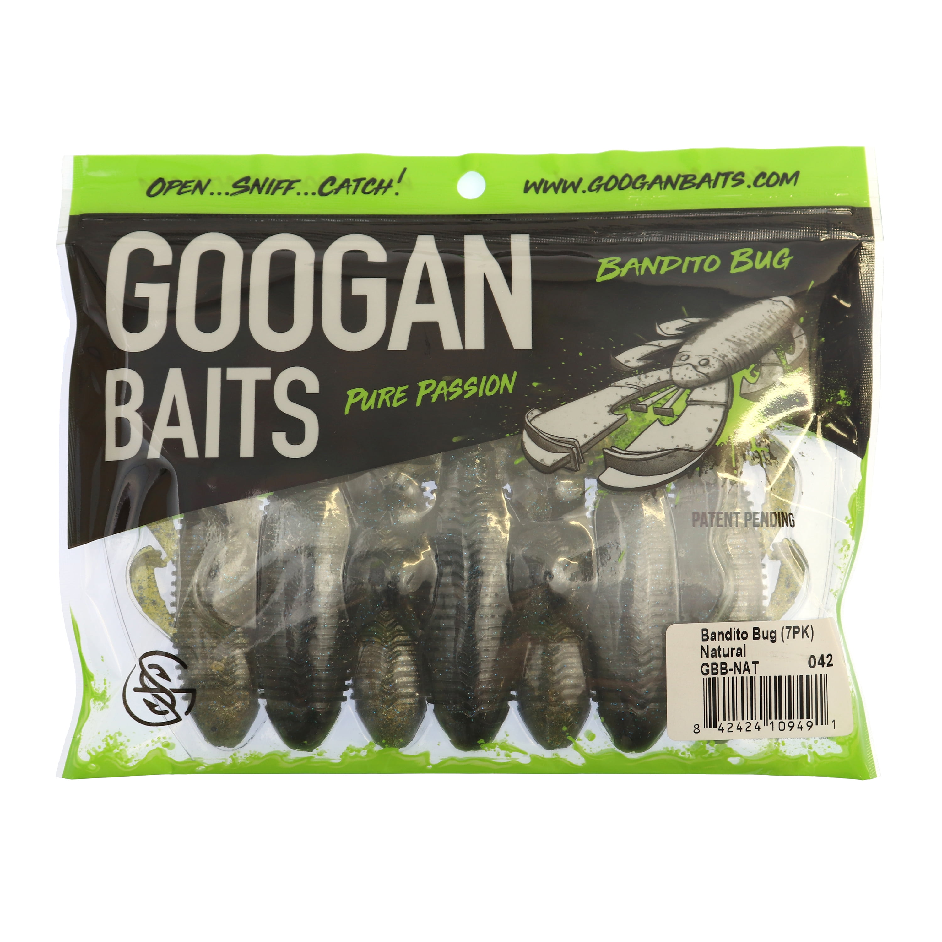 Googan Bandito Bug 4'' Natural 7pk Soft Plastic Fishing Lure 