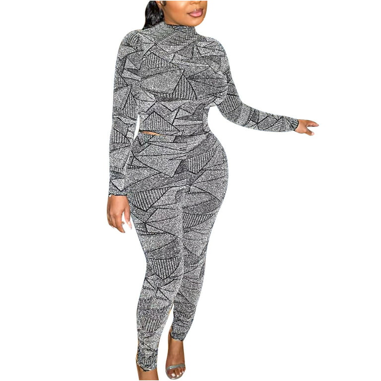 JNGSA Two Piece Outfits For Women Winter Comfy Sets For Women Women'S Usual  Loose Solid Spring And Summer Style Loose Round- Neck Suits Clearance