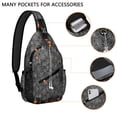 thumbnail image 2 of Sling Backpack,Spider Web Border Halloween Pattern Sling Bag with Water Bottle Holder,Waterproof Sling Bag for Men/Women with Headphone Jack for Hiking,Travel, 2 of 6