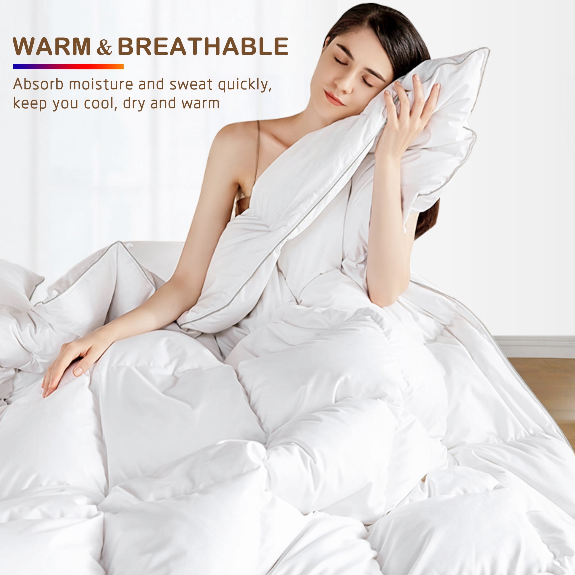 DOMDEC Ultra Soft Warm Heavy Weights Down Comforter Duvet Insert, White, Queen Size