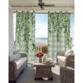 thumbnail image 6 of Spring Plants Blackout Curtains for Bedroom Living Room Darkening Curtains 54 Inch Long Watercolor Birds Leaves Flowers Green Plaid Short Curtain for Small Window Treatment Grommet Drapes 42"x54"x2, 6 of 9