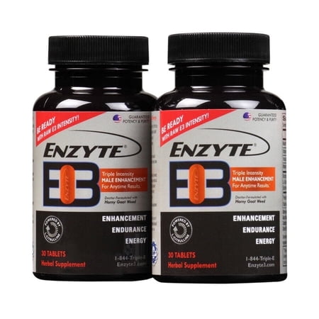 Enzyte3® Triple Intensity Male Vitality Supplement with Energy & Endurance Support. L-Citrulline, Guarana Seed, Epimedium. Niacin, Vitamin B6 & B12, Folate. 30-Day Supply, 30 Count Bottle (2 Pack)